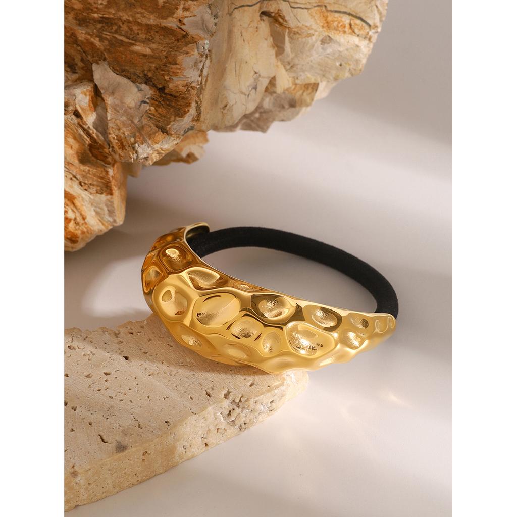 Uworld 316L Stainless Steel Hammered C-Shaped Black Hair Accessories Fashion Waterproof Hairpin Headband Jewelry Gift 2024