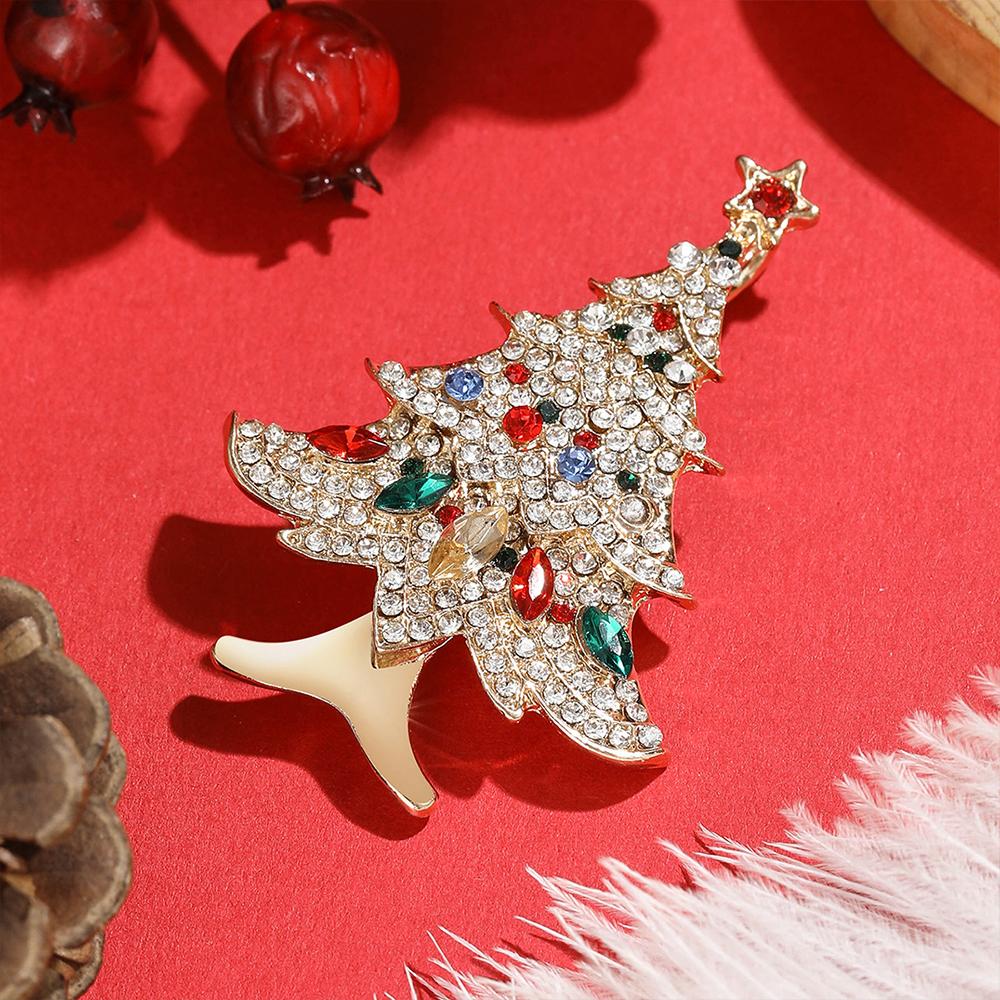 Crystal Christmas Brooches Rhinestone Christmas Tree Brooch Pin Jewelry Gifts