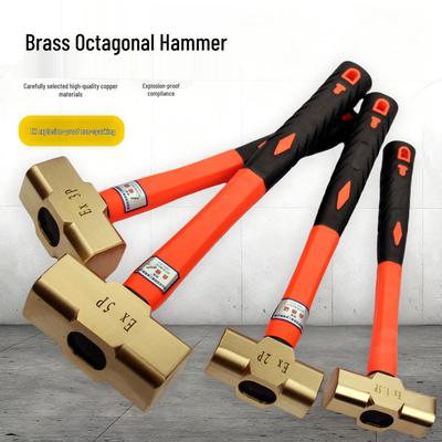 Explosion-Proof Brass Octagonal Sledgehammer – Non-Sparking Copper Alloy, Available In 2lb, 4lb, 8lb.