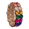 Womens Stretchable Double-Layer Crystal Rhinestone Bracelet Geometric Design Hip Hop Style Alloy Jewelry