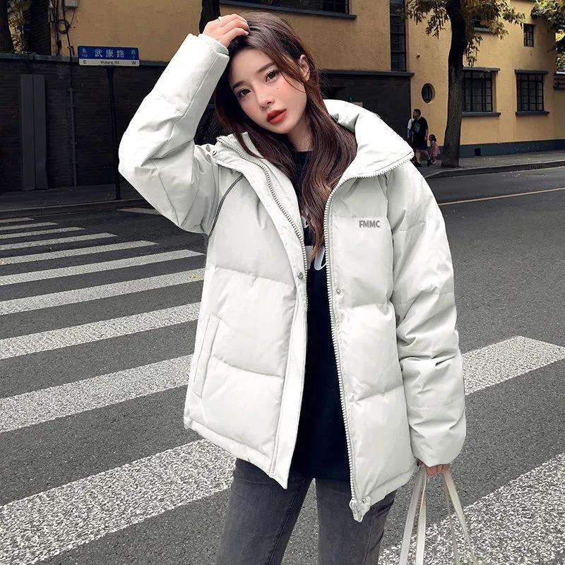Winter Women's Short Down Jacket Korean Fashion Loose Stand-up Collar Thick Warm Cotton Jacket