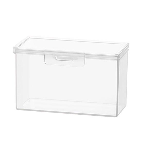 2Pcs Clear Plastic Card Storage Box Multi-Purpose Snaps Closed Large Mouth Easy Access Transparent Small Item Organizer