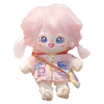 Niannyyhouse 20cm Cotton Plush Doll, Purple Eyes, Girl, Pink, Fried Hair, No Attributes, Normal Body, Dress-Up (a-19)