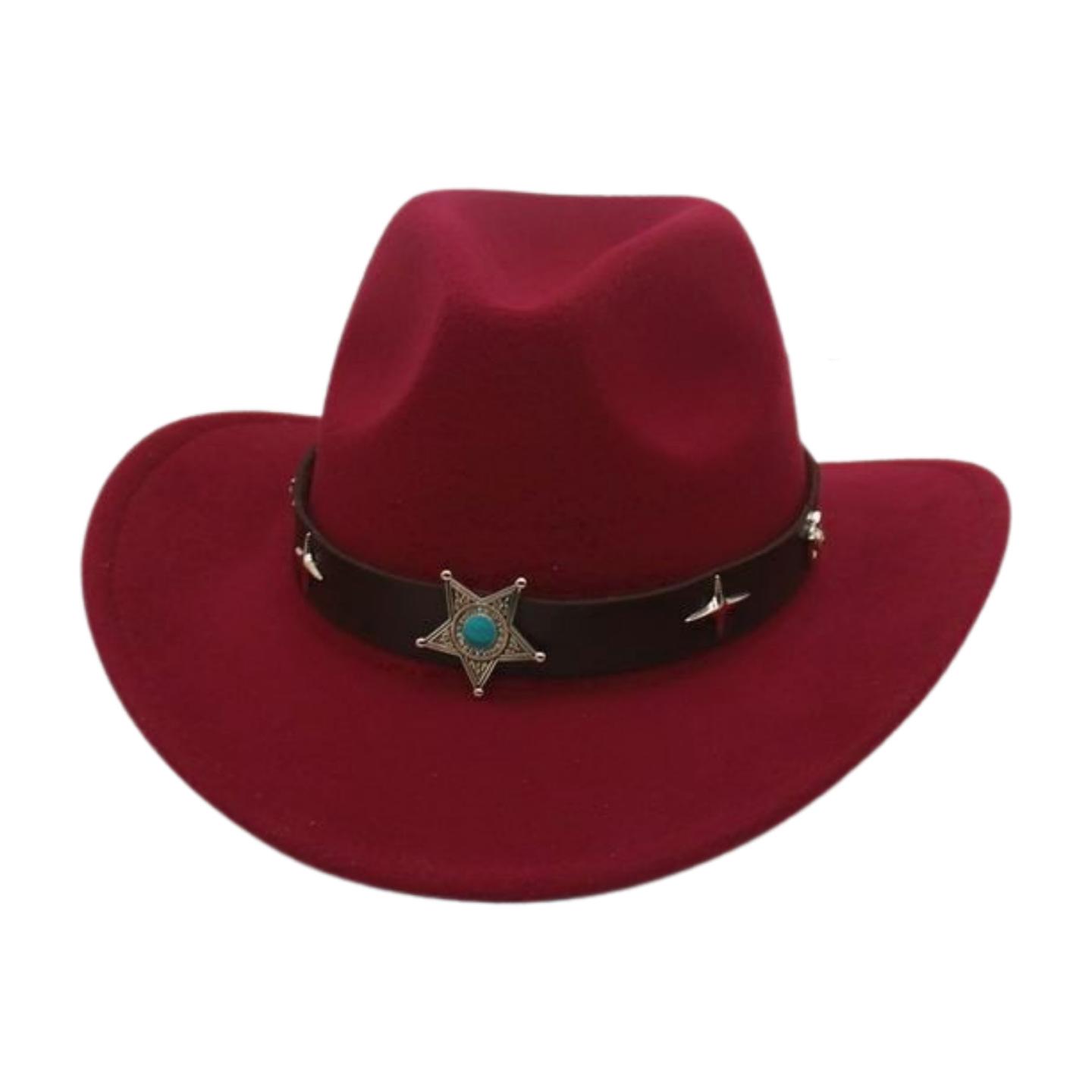 

Felt Hat, Grassland Hat, Stage Props, Jazz Felt Hat, Factory Straight Hair, Cross-Border Tibetan Pentagonal Belt, Warped Edge Top Hat one size [d denim]