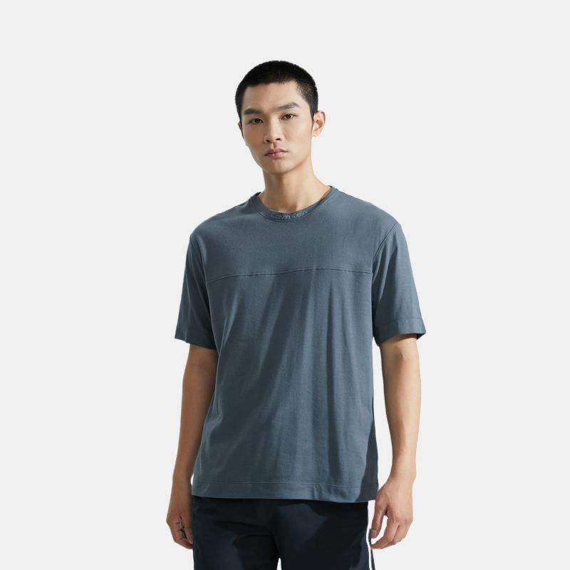 Calvin Klein Moisture-Wicking Letter Print Sports T-Shirt Men Tops Gray Blue 4MF3K132-460