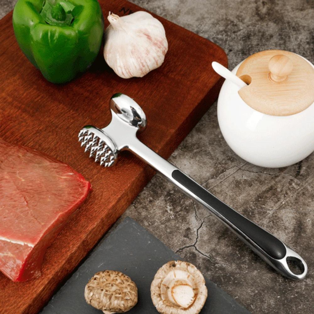 Profession Meat Hammer Portable Loose Tool Meat Tenderizer Needle Dual-Sided Meat Mallet with Rubber Comfort Grip Handle