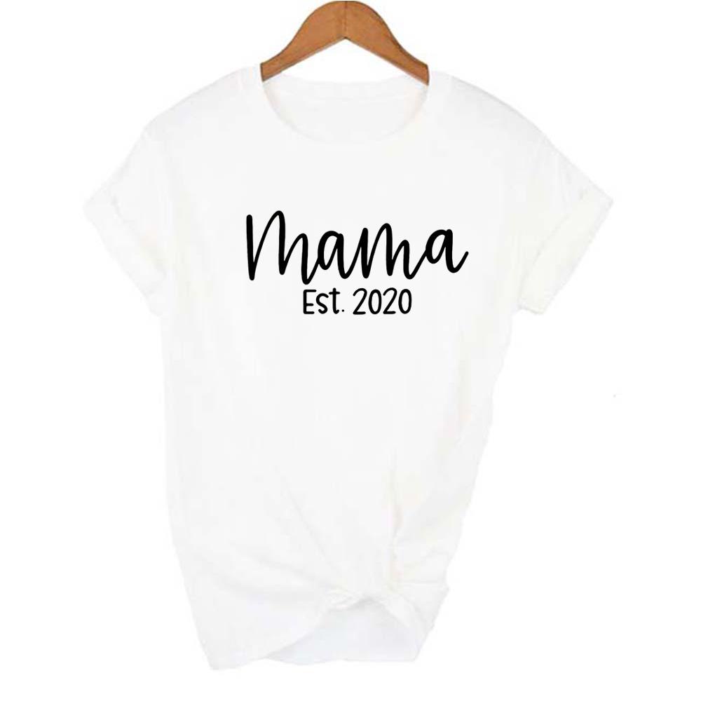 Mama Est Tee Mom Shirts Mum Casual Round Neck Summer Tumblr Clothes T Shirt