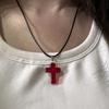 Gotischer Vintage Glas Rotkreuz Anhänger Schwarze Seil Kette Für Damen Herren Paar Schmuck Ästhetisch Trendige Accessoires Großhandel