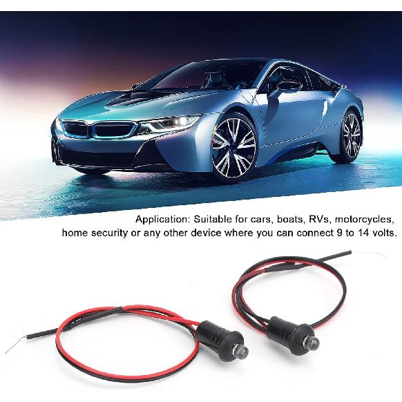 2pcs LED Car Alarm Dash Mount Light Fake Alarm Lamp Blue Light Anti‑Theft Modification Universal 12V for Boats RVs Motorcycles Home Security