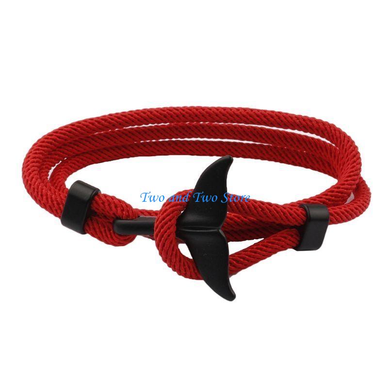 HX6F Bracelets Summer Handmade Whale Tail Viking Rope String Jewelry for Women Men