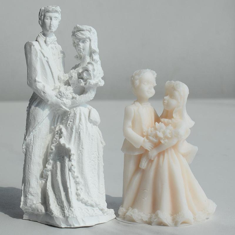 Bride and Groom Candle Silicone Mould DIY Wedding Dress Handmade Newlywed Couple Gypsum Aromatherapy Resin Mould Wedding Decor