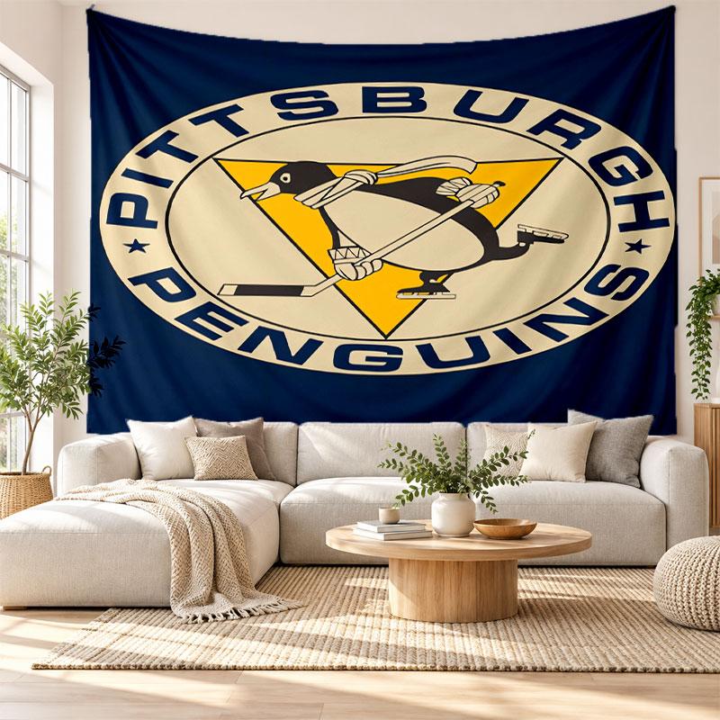 Pittsburgh Penguins Wandteppich, Weiches Stoff Wandbehang, Dekorative Kulisse Für Schlafzimmer Heim Wandkunst