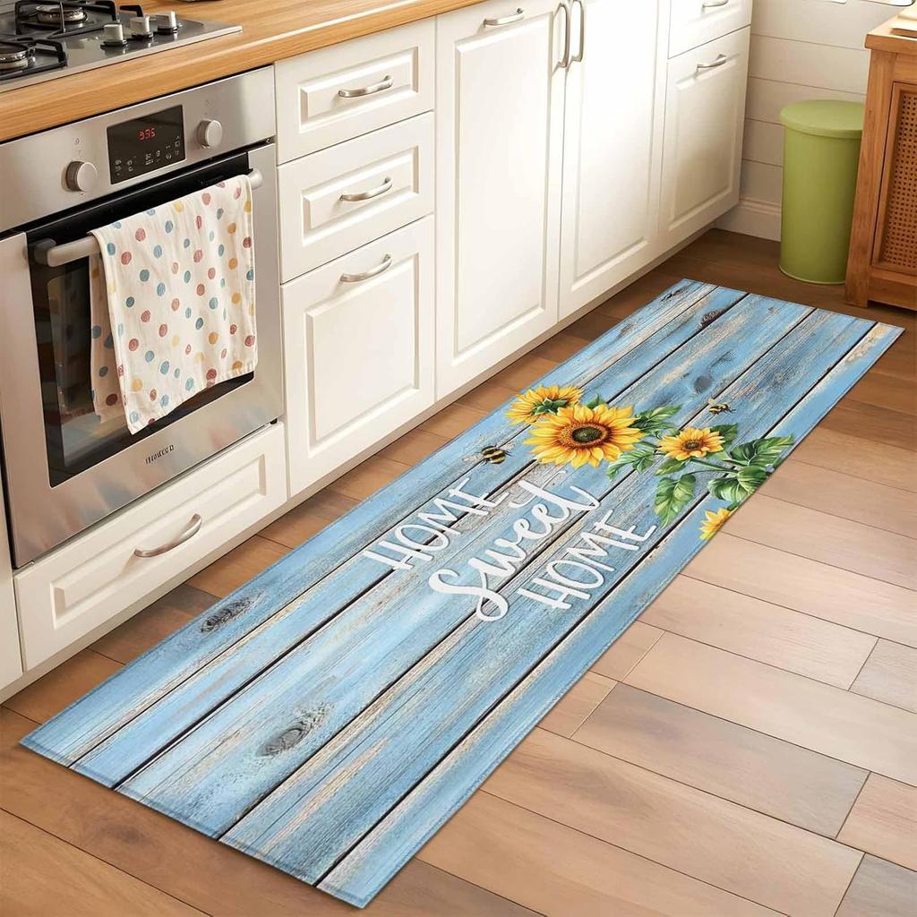 Tappeto Runner Floreale Colorato Vintage Stile Rustico Tappeto con Stampa Floreale Assorbente Antiscivolo Decorazione Ingresso Soggiorno Tappetino