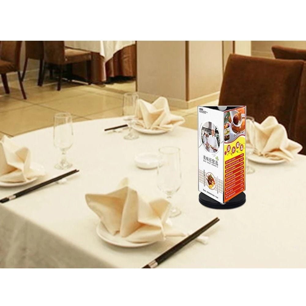 Three Side Menu Sign Holder Smooth swivel Desktop Flyer Frame Retail Signage