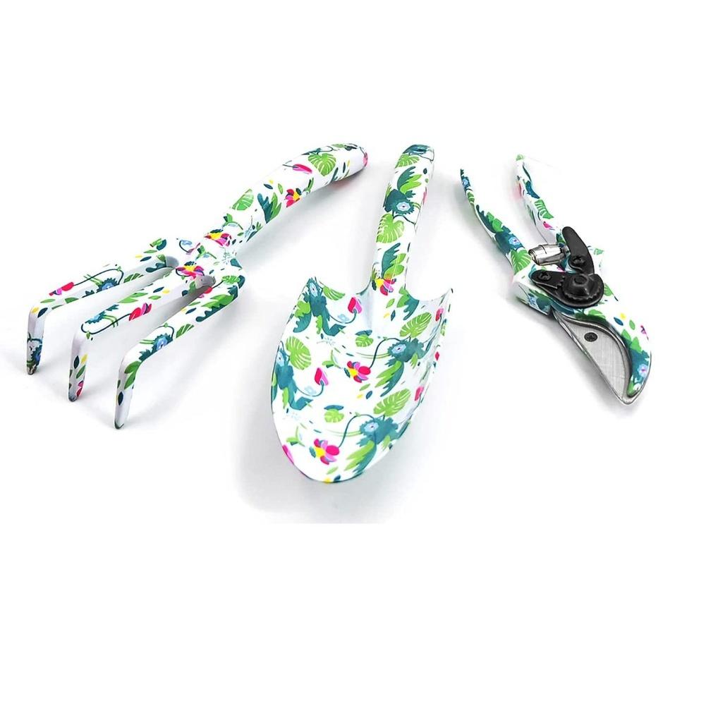 

Stylish Gardening Tools Kit for Women with Aluminum Alloy Build and Floral Design Including Shovel Scissors and Fork