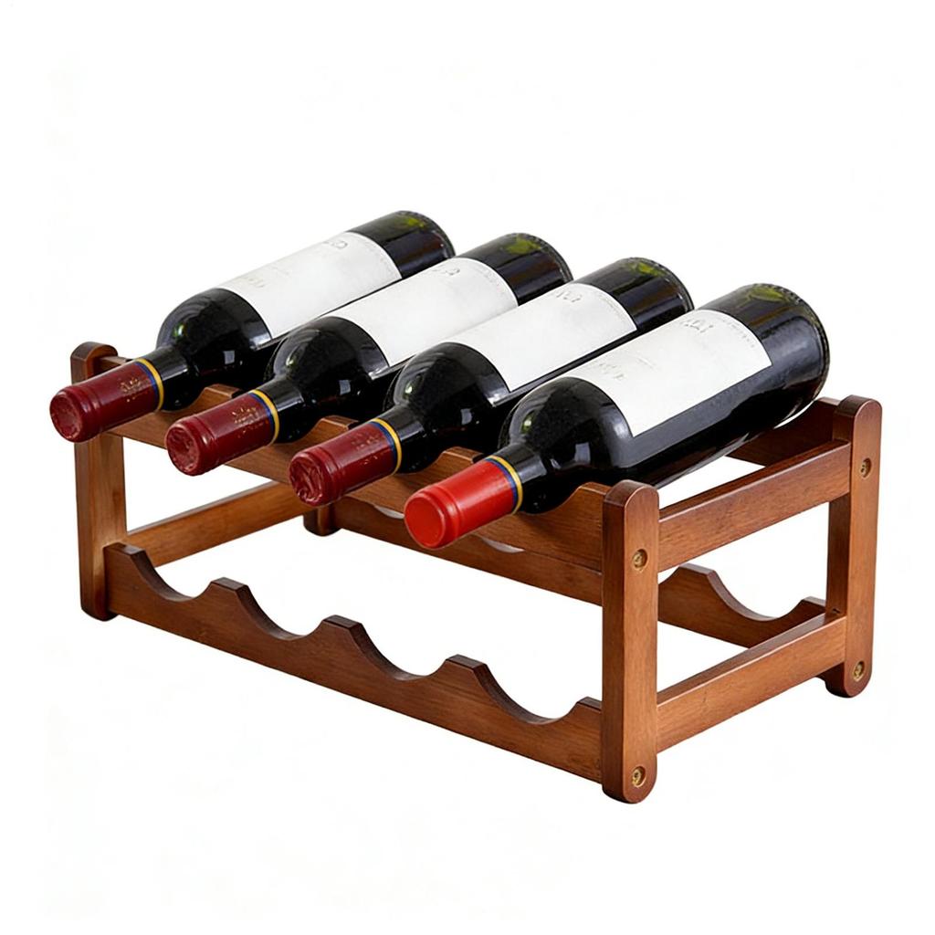 2 Tiers 8-Bottle Wooden Wine Storage Rack Wine Countertop Display Organizer Desktop Red Wine Display Rack For Kitchens Bars