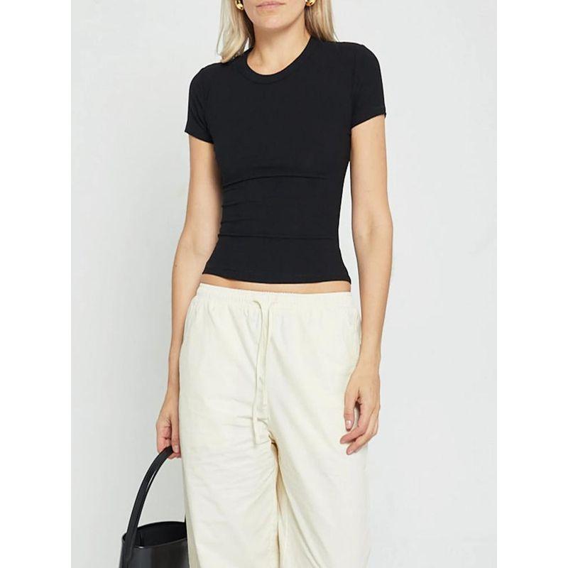 Skims Kardashian Original Soft Lounge Modal Rib Stretch Silm Round Neck Short Sleeve Tops