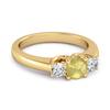 Lemon Quartz Round Three Stone Ring -925 Sterling Silver Gold Vermeil