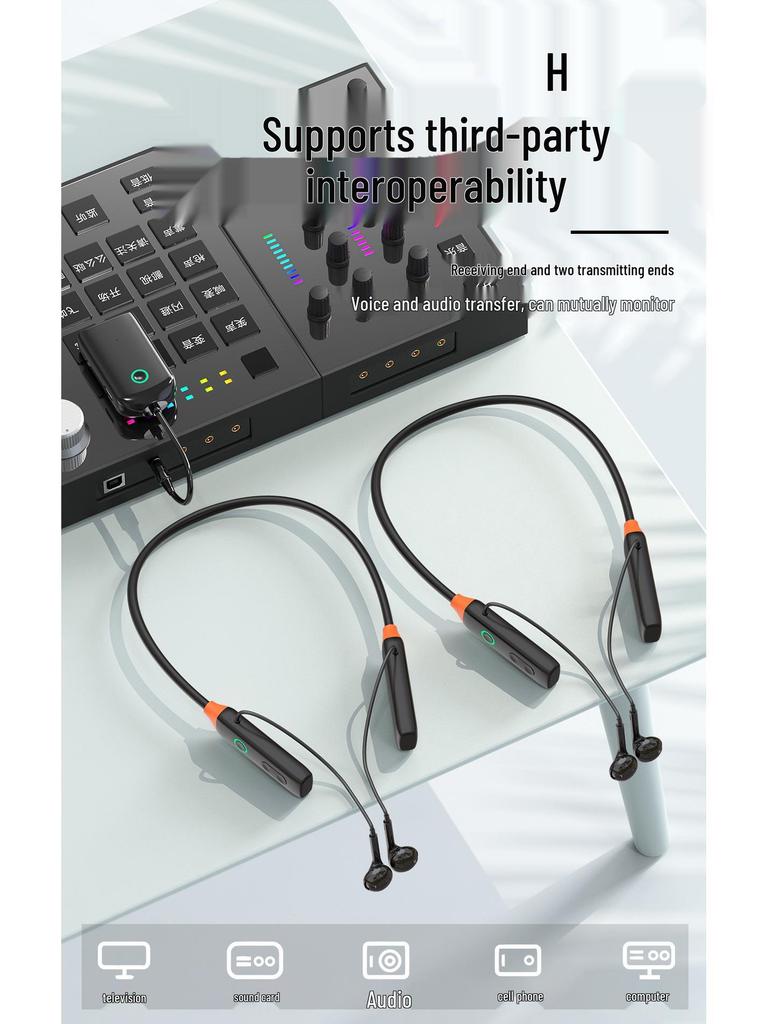 Wireless Neckband Earbuds with Live Streaming Mic, Sound Card, Noise Reduction, Long Battery Life, and Built-in Reverb