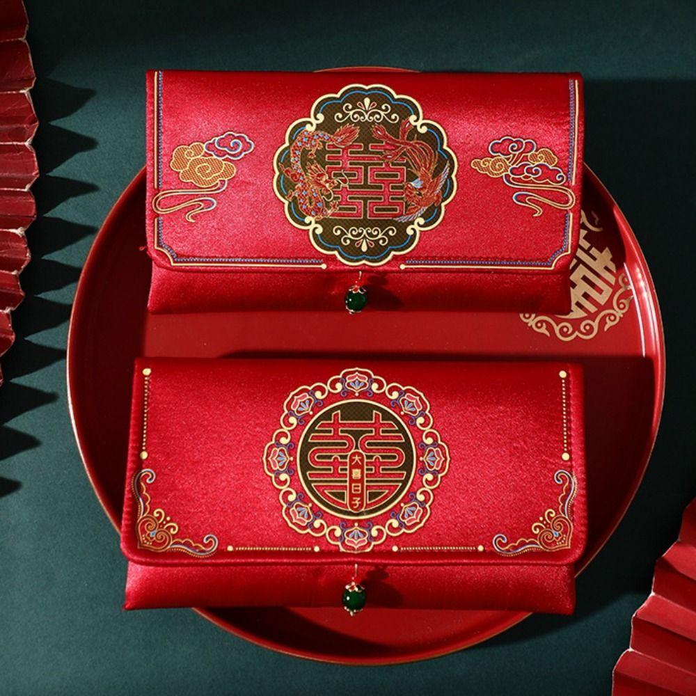 

Embroidery 2025 Red Pocket Satin New Year Red Envelope Brocade Red Envelope New Year