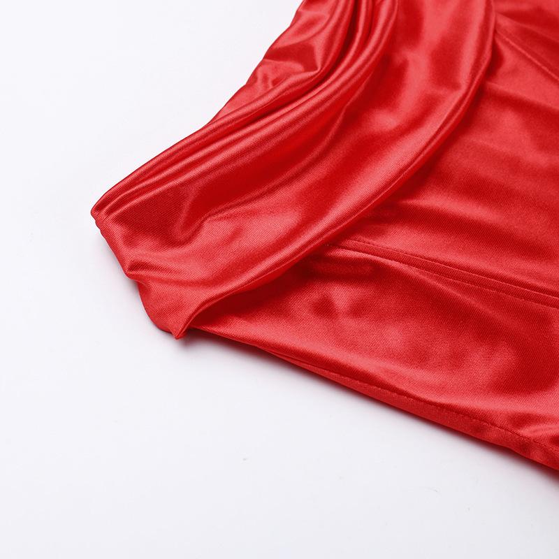 Spring and Summer Sexy Slim Fit Strapless Satin Dress