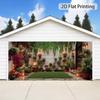 Cozy Courtyard Garden Tapestry, White Brick Wall Covered in Hanging Vines, Colorful Blooms and Warm Lanterns, Calming Boho Wall Art