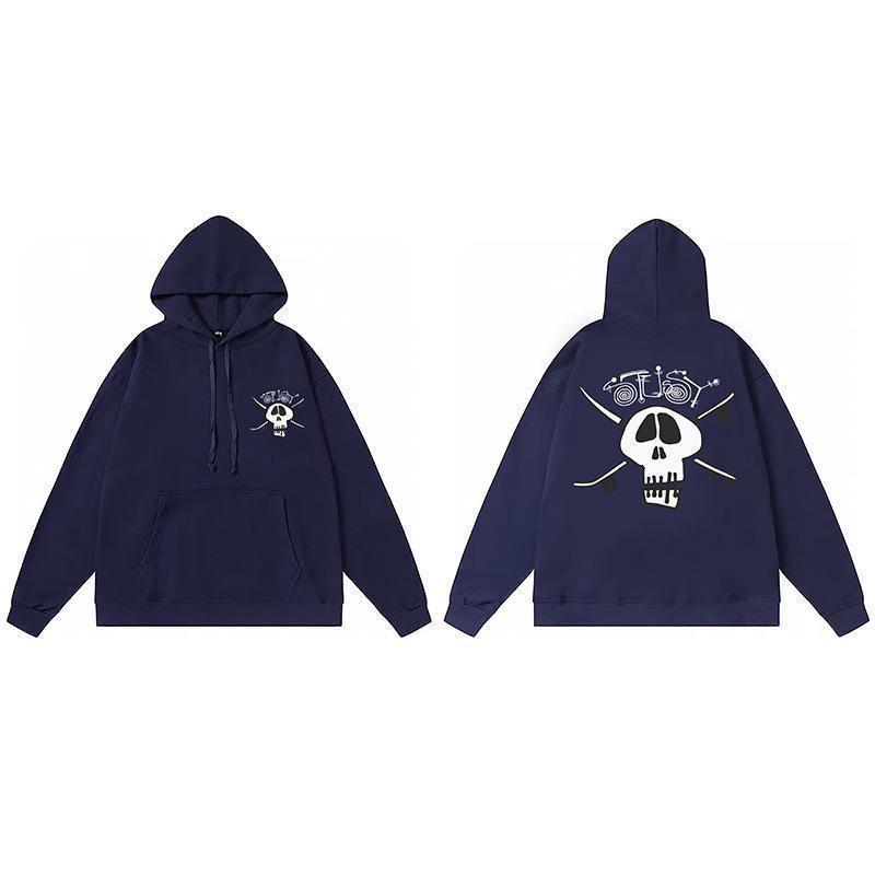 Stussy Mens Hooded Sweatshirt Casual Loose Fit Streetwear Printed Pullover