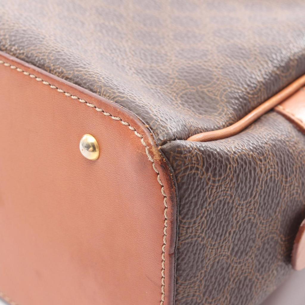 Used CELINE Macadam Handbag PVC Coated Canvas Leather Brown Used Women