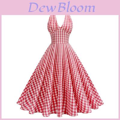 Vintage High Waist Sleeveless Striped Dress For Elegant Summer Wear