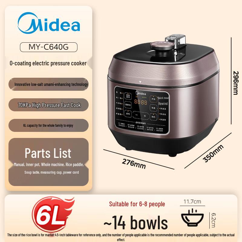 Midea 6L Stainless Steel Electric Pressure Cooker