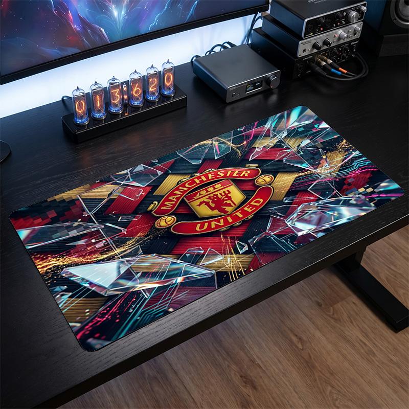 Manchester United Aufdruck Großes Mauspade, Rutschfeste Weiche Gummi Gaming Schreibtischmatte für Büro Laptop Computer Dekor