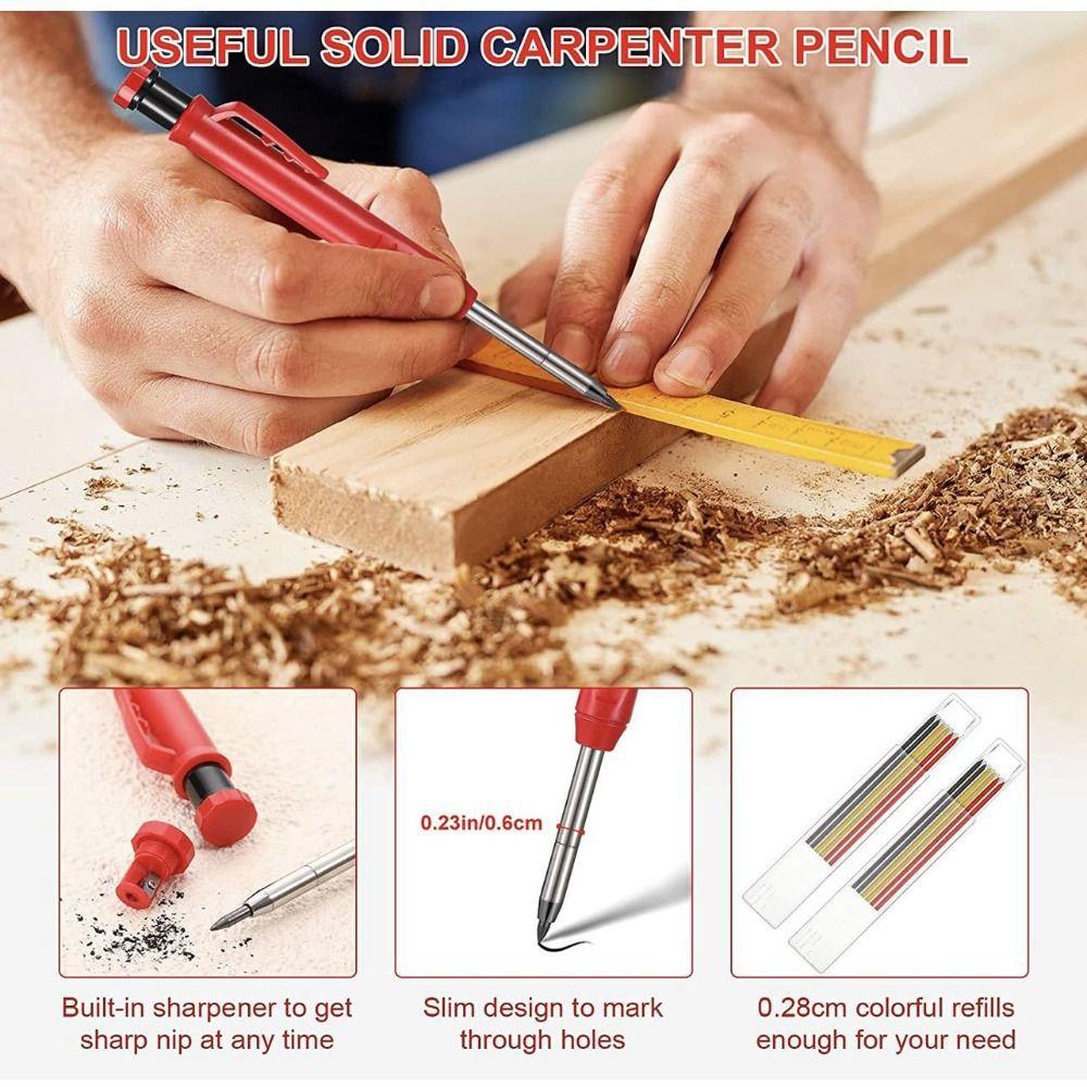 Built-in Sharpener Mechanical Pencil 2.8mm Solid Carpenter Pencil Woodworking Construction