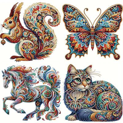 5D-Diamantmalerei zum Selbermachen, Tier-Set, Schmetterling, Kaninchen, Katze, DIY, teilweiser Spezialbohrer, handgefertigte Diamant-Mosaikkunst G