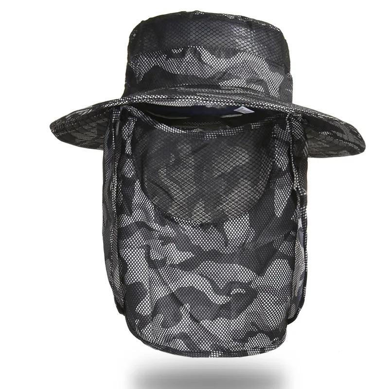 Men's Summer Outdoor Breathable Fishing Hat,Polyester Fabric Neck Shade Sun Protection Sporty Design,For Men Fishing Casual Wear