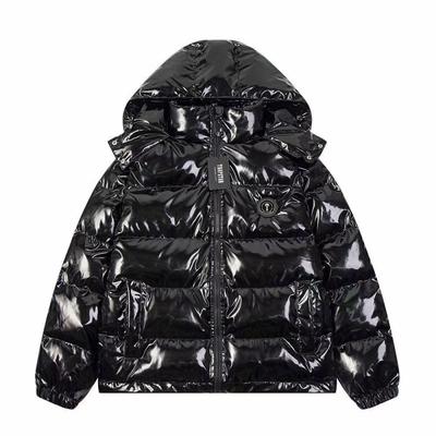 Trapstar Černá PU péřová bunda Silný teplý zimní kabát Nepromokavá Streetwear Pro teenagery