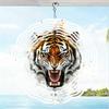 2D Metal Wind Spinner Garden Patio Decoration Charming Fierce Tiger Pattern Outdoor Wind Chime for Thanksgiving Christmas Holiday