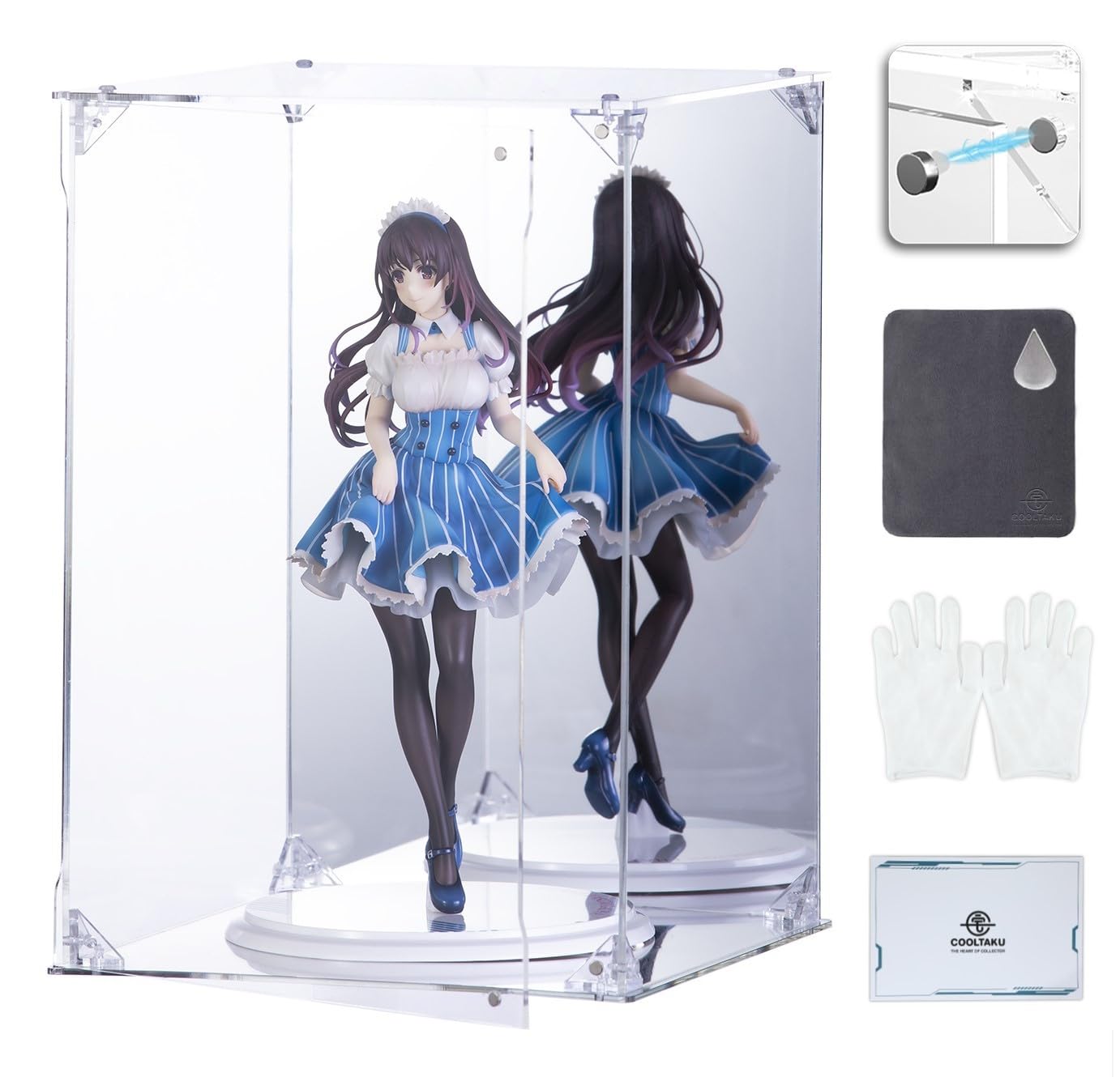 

COOLTAKU Figure UV Pedestal Back Magnetic Magnet Front Collection More Assembled Acrylic Display Stain Cleaning Cloth Included 20 x Depth 20 x Height