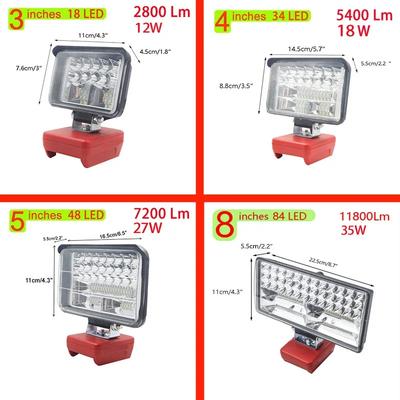 3/4/5/8 Polegadas Carro LED Luz de Trabalho Lanternas Tocha Elétrica Holofote Para Bateria Íon de Lítio Milwaukee M&18 18V Feixe Alto Baixo