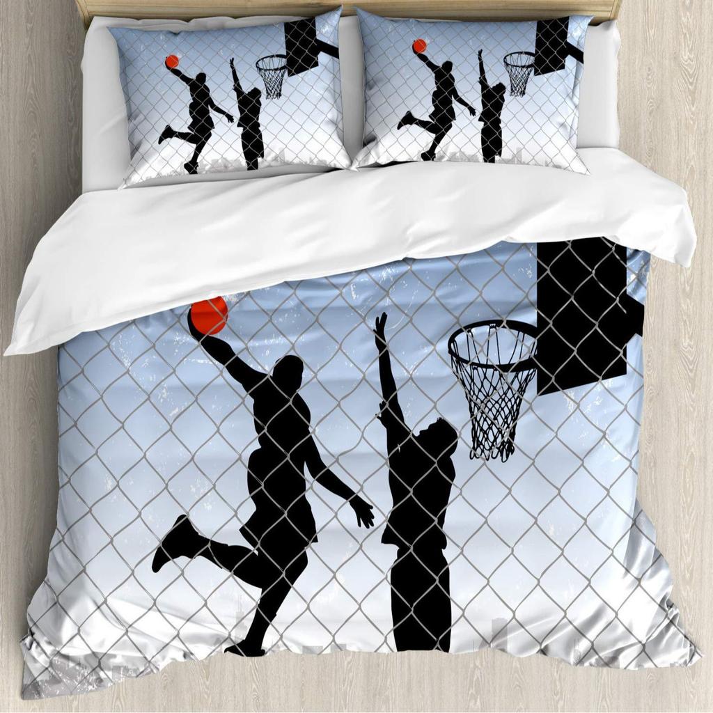 Youth Theme Three-Piece Quilt Cover 3D Digital Printing Bedding Set Basketball Bed Cover