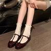 T-strap Mary Janes Shoes Women Patent Leather Elegant Black Ballet Flats Shoes Female Shiny Glossy Buckle Strap Pumps Loafers