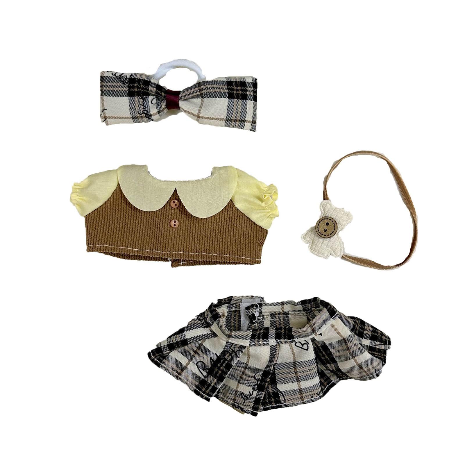 

Кукольная одежда Винил 3.0 Одежда Летний Колледж Стиль Костюм Одежда Набор из четырех предметов (кукла Не Включена) One Size коричневый