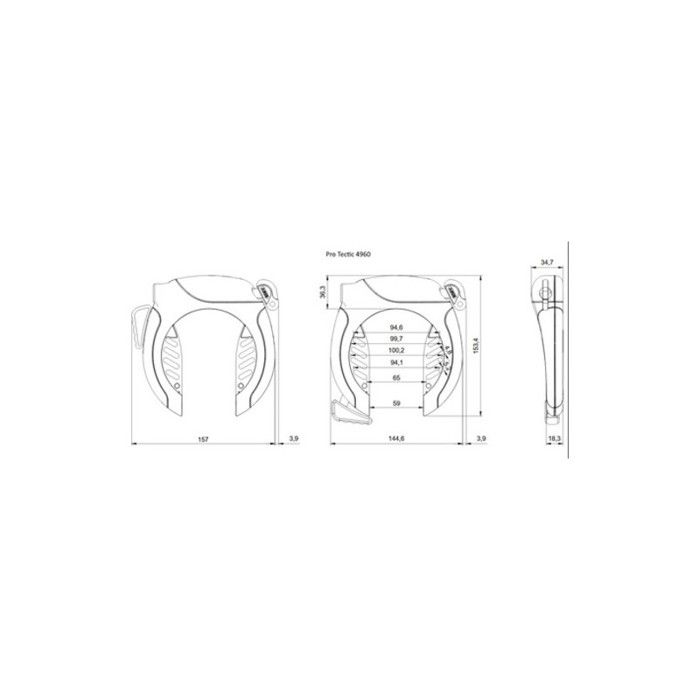 Rahmenschloss für Fahrrad - ABUS - Pro Tectic 4960 LH NKR - Gehärteter Stahl - 8,5 mm - Schwarz