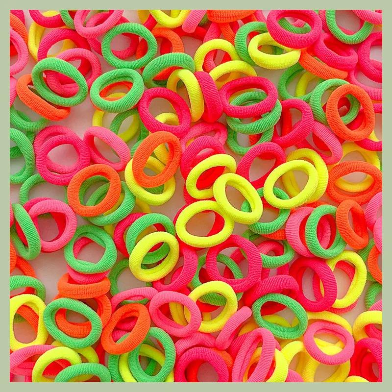 NEW 100/300PCS Colorful Basic Nylon Ealstic Hair Ties for Girls Ponytail Hold Scrunchie Rubber Band Kids Basic Hair Accessories