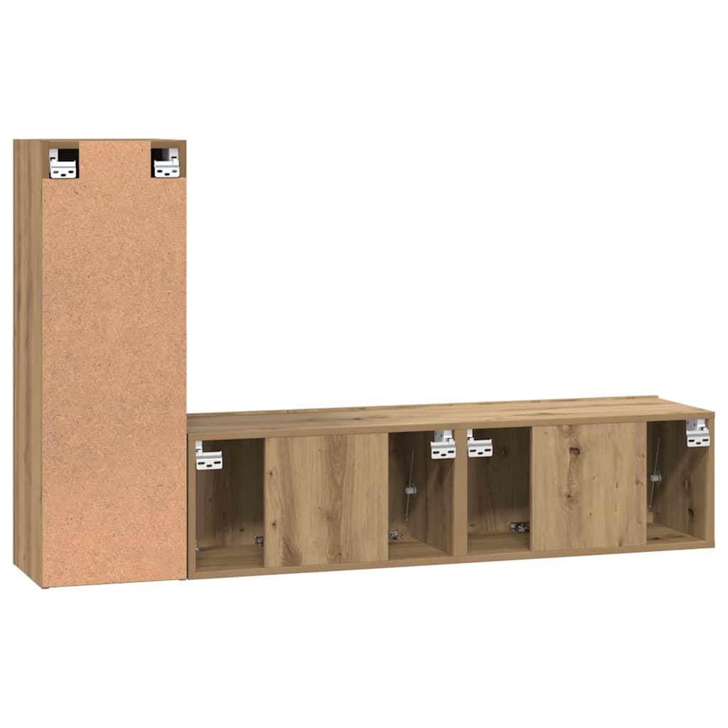 Wall Mounted TV Cabinet Set 3 Pcs Artisan Oak Wood Based Material