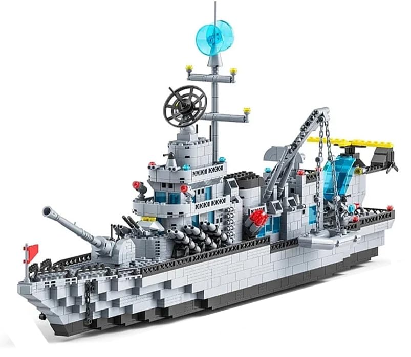 Zmart Giant Size 1560PCS Navy Warship Army Ship Model 6 in 1 Building Blocks Battleship Block Model Battleship Toy Assembly Model Large 1560 Pieces 70