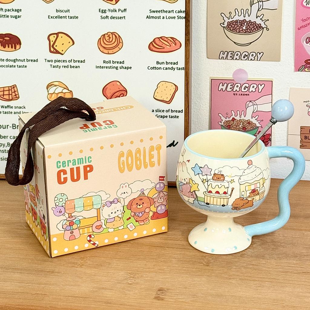 Cute Girl Goblet Cartoon Mug Ceramic Water Cup Household High-value Coffee Cup Good-looking Birthday Gift
