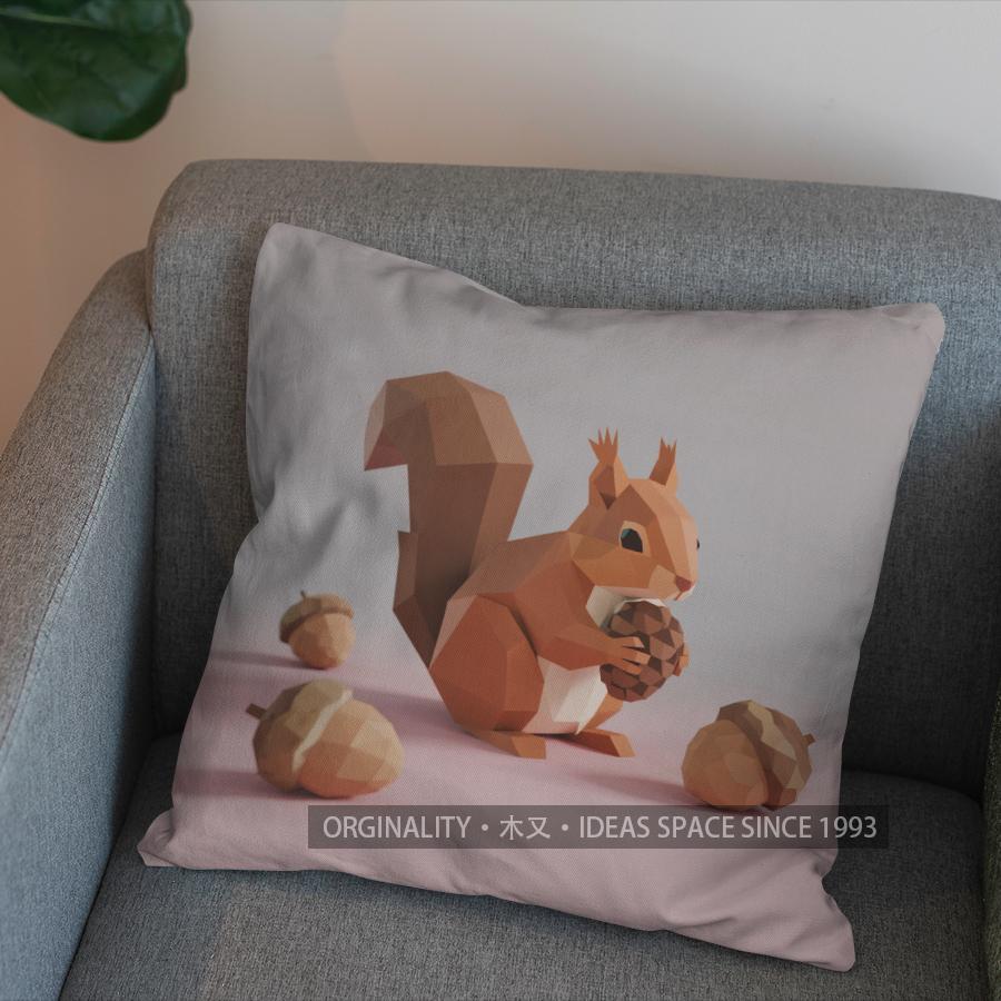 2D Geometric Squirrel Pattern Throw Pillow Cover Pattern Cushion Cover Suitable For Sofa Bedroom Car Pillow Cover
