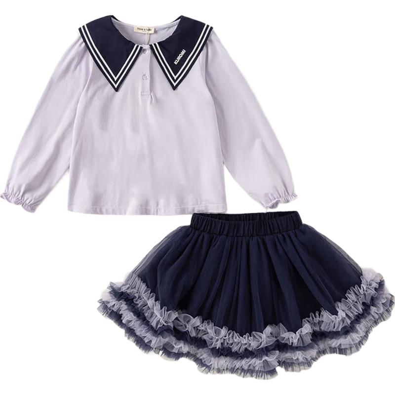 David Bella x Kuromi Girls' Spring Autumn T-shirt & Skirt Set