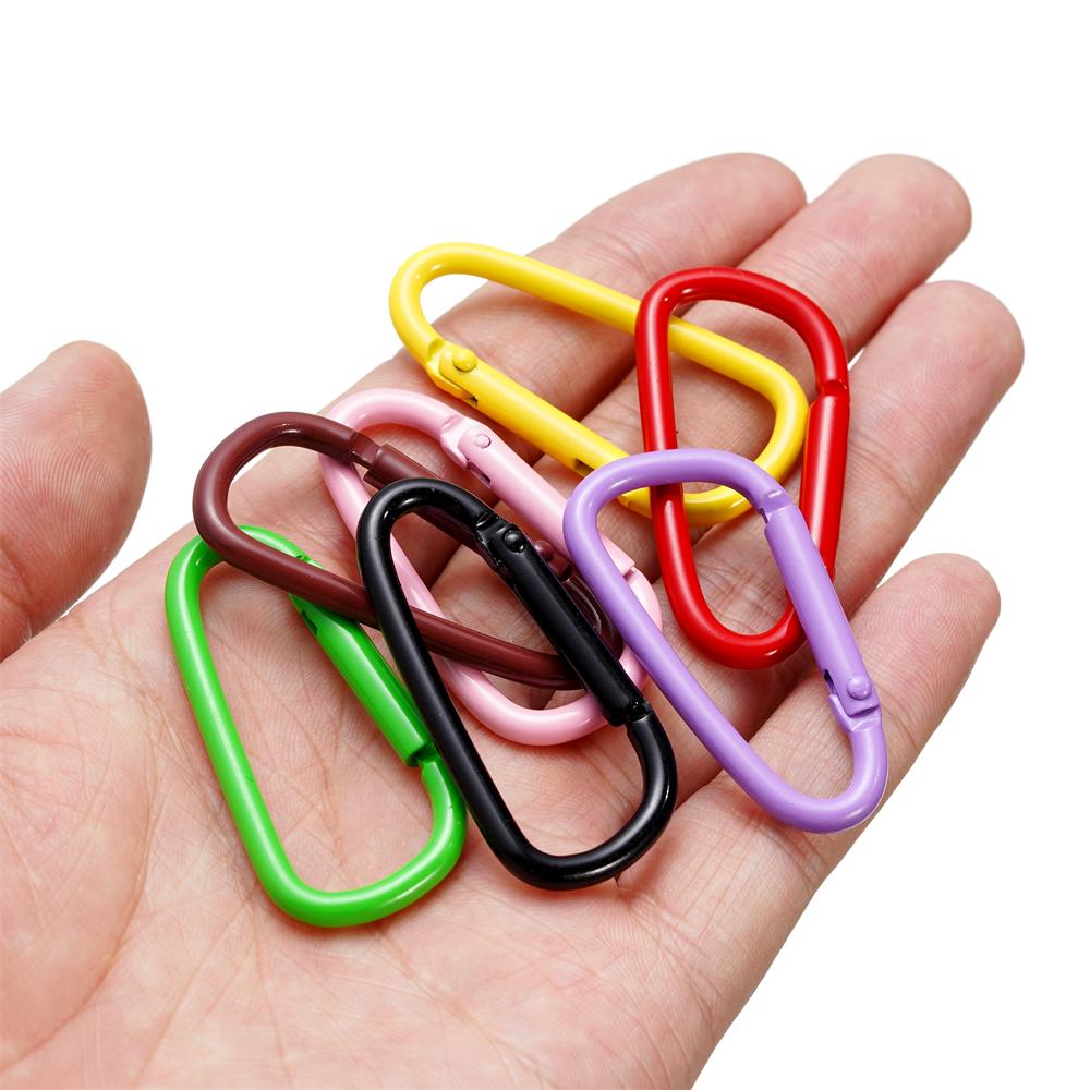 5pcs Carabiner Keychain Alluminum D-ring Clasp Multi-colorsHook Clip Keychains Camping Backpack Buckle Jewelry Making Supplies