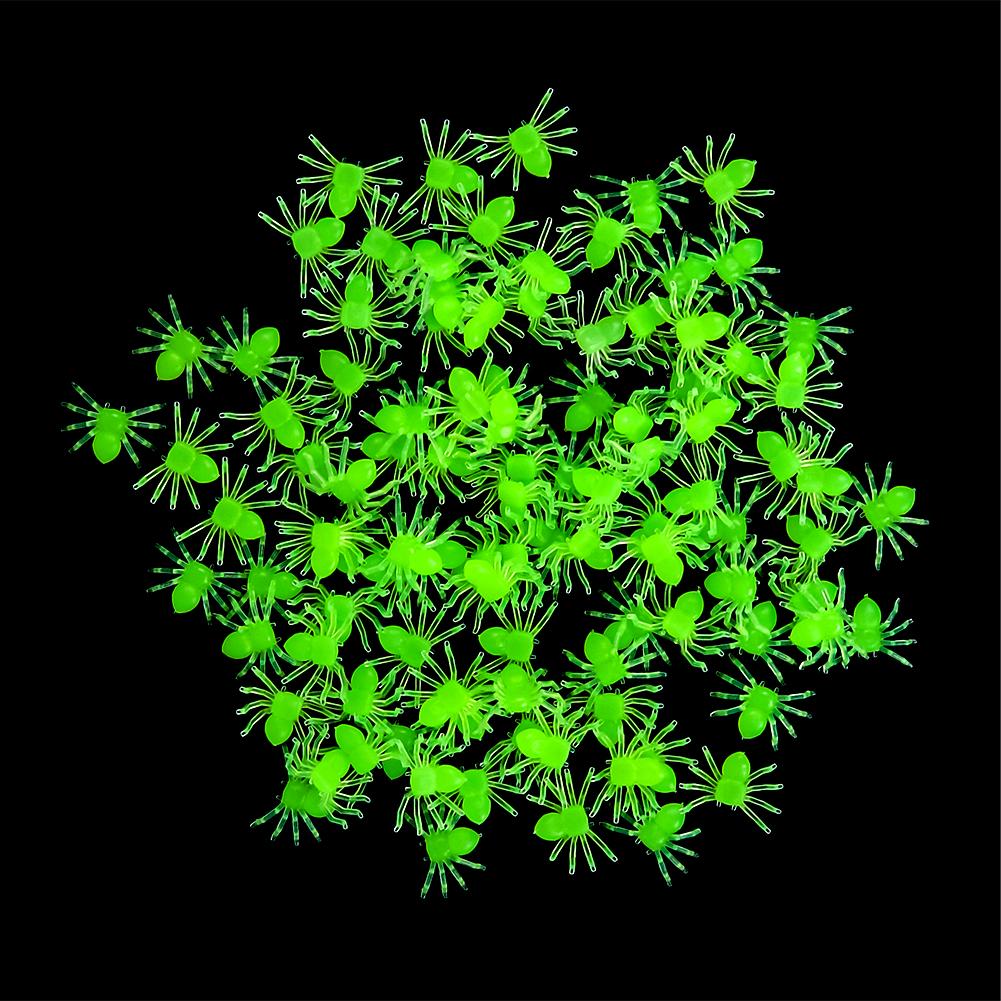 100 Stück Halloween Spinnen Dekorationen Kleine Schwarze Leuchtende Plastikspinnen Spukhaus Spinnendekoration Simulation Kniffliges Spielzeug